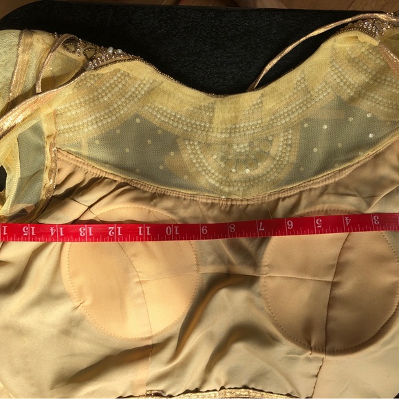 Yellow/Gold Indian Sari/Ghagra Blouse with Gems - Picture 4 of 6